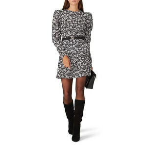 Joie Celyn Floral Dress in Black 8 Womens Silk Mini Long Sleeve